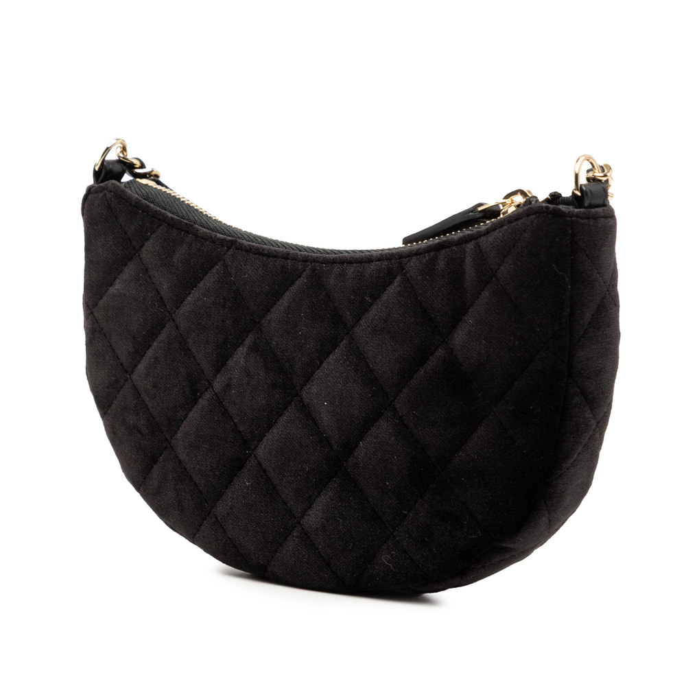 Pre-Loved Chanel CC Quilted Velour Half Moon Chain Crossbody - Picture 2 of 9